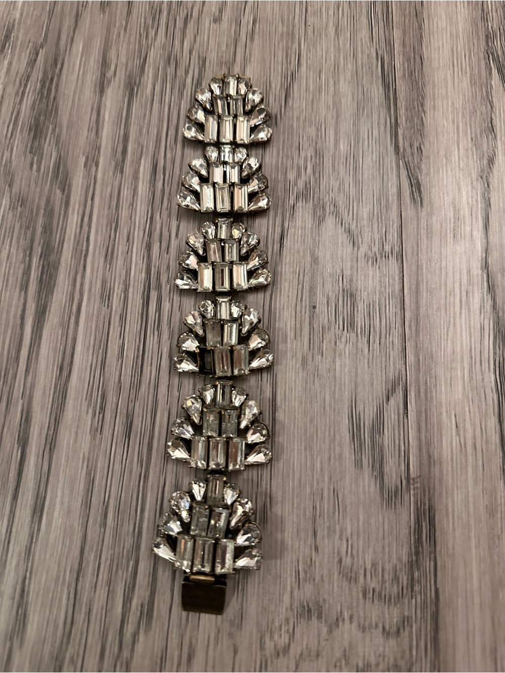 Vintage Crystal Statement Bracelet - Silver Tone